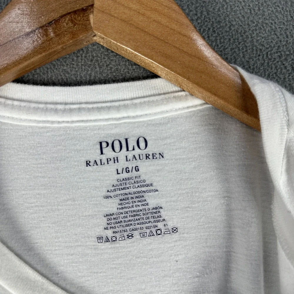 Polo Ralph Lauren Shirt Mens Large White Classic Fit Minimalist Pony Logo Tee